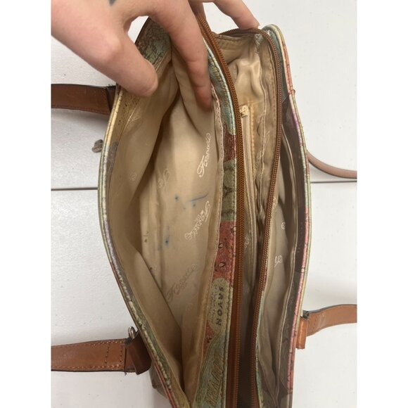 Vintage Fossil Leather Purse Bag Shoulder Travel Map Postcard Paris 1954 - Picture 6 of 16